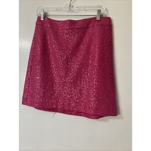 Ann Taylor Loft Sequined Pink Lined Wool Blend A-Line Skirt Women's Size 6